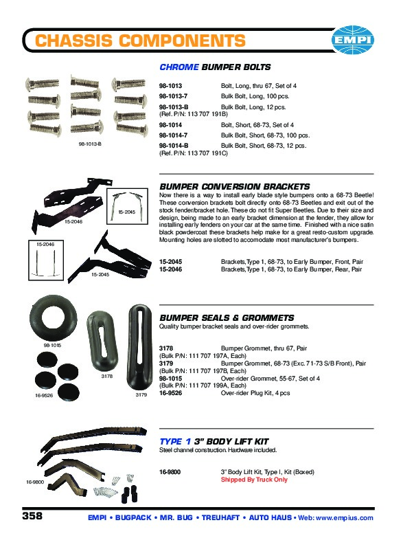 Empi Front Bumper Brackets – Adapt Early Bumper To 1968-1973 VW Beetle – AC707005